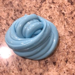 Blue fluffy and glossy slime